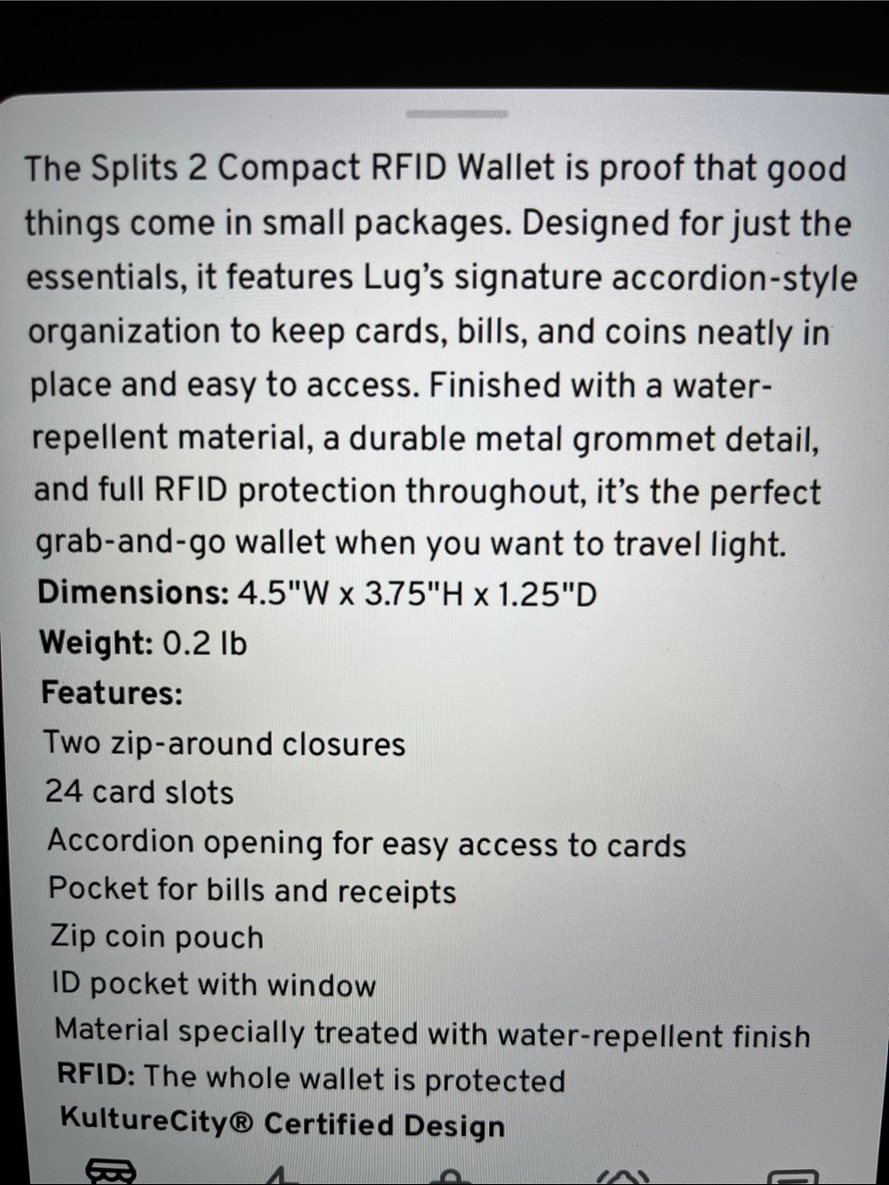 LUG - NWOT - Splits 2 Compact RFID Wallet - Only 1 available now in Rosy Glow - Picture 14 of 16